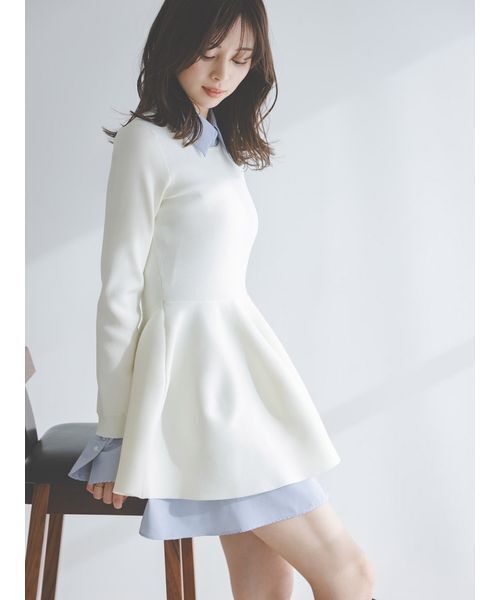 SNIDEL（スナイデル）の「シャツレイヤードニットチュニック（その他トップス・レディース・オフホワイト/グリーン/ネイビー・F）」の10枚目の写真