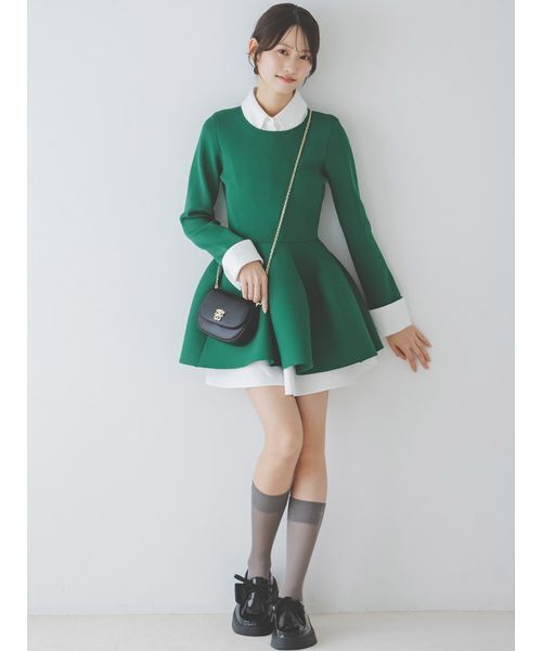 SNIDEL（スナイデル）の「シャツレイヤードニットチュニック（その他トップス・レディース・オフホワイト/グリーン/ネイビー・F）」の11枚目の写真