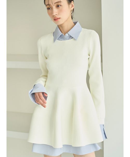 SNIDEL（スナイデル）の「シャツレイヤードニットチュニック（その他トップス・レディース・オフホワイト/グリーン/ネイビー・F）」の15枚目の写真