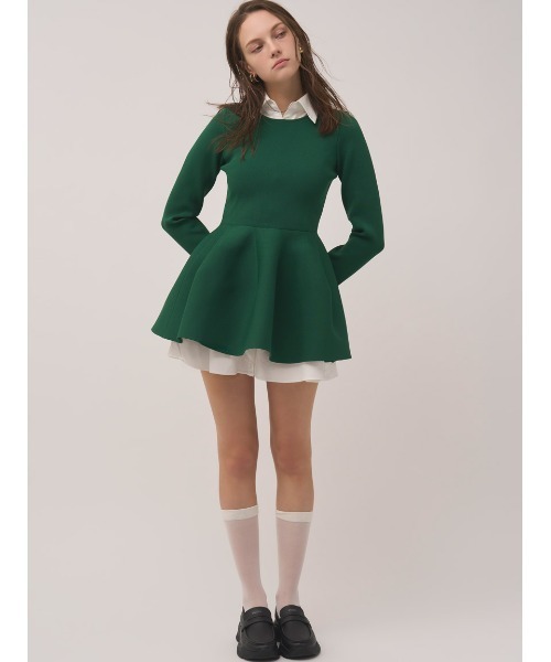 SNIDEL（スナイデル）の「シャツレイヤードニットチュニック（その他トップス・レディース・オフホワイト/グリーン/ネイビー・F）」の7枚目の写真