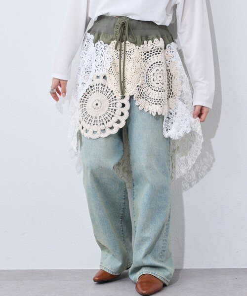 etsinta（エシンタ）の「インスタライブで大反響!!【etsinta】2wayレースミリタリーミニスカート（スカート・レディース・カーキ・ONE SIZE）」の2枚目の写真