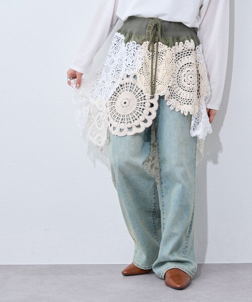 etsinta（エシンタ）の「インスタライブで大反響!!【etsinta】2wayレースミリタリーミニスカート（スカート・レディース・カーキ・ONE SIZE）」の3枚目の写真