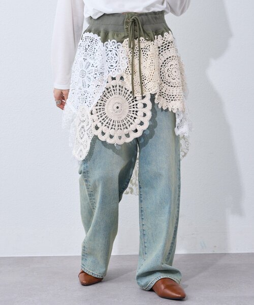 etsinta（エシンタ）の「インスタライブで大反響!!【etsinta】2wayレースミリタリーミニスカート（スカート・レディース・カーキ・ONE SIZE）」の4枚目の写真