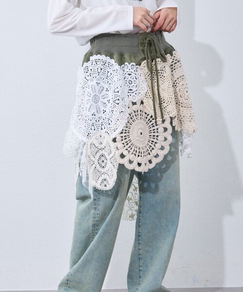 etsinta（エシンタ）の「インスタライブで大反響!!【etsinta】2wayレースミリタリーミニスカート（スカート・レディース・カーキ・ONE SIZE）」の5枚目の写真