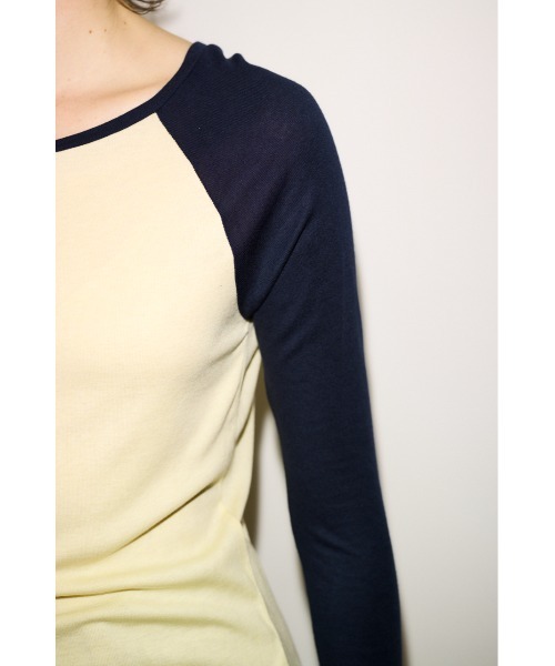 THROW by SLY（スローバイスライ）の「THROW FINE TOUCH RAGLAN L/S TOPS  ファインタッチラグランロングスリーブトップス 冬服 春服（Tシャツ/カットソー・レディース・ネイビー/レッド・FREE）」の8枚目の写真