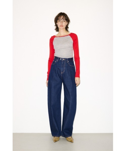 THROW by SLY（スローバイスライ）の「THROW FINE TOUCH RAGLAN L/S TOPS  ファインタッチラグランロングスリーブトップス 冬服 春服（Tシャツ/カットソー・レディース・ネイビー/レッド・FREE）」の13枚目の写真