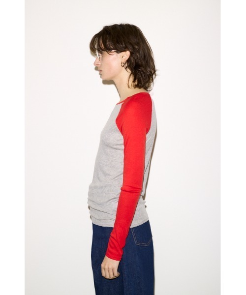 THROW by SLY（スローバイスライ）の「THROW FINE TOUCH RAGLAN L/S TOPS  ファインタッチラグランロングスリーブトップス 冬服 春服（Tシャツ/カットソー・レディース・ネイビー/レッド・FREE）」の14枚目の写真