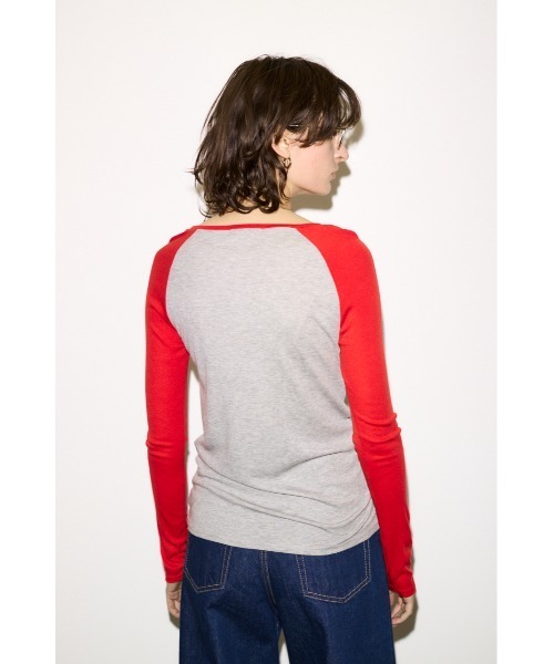 THROW by SLY（スローバイスライ）の「THROW FINE TOUCH RAGLAN L/S TOPS  ファインタッチラグランロングスリーブトップス 冬服 春服（Tシャツ/カットソー・レディース・ネイビー/レッド・FREE）」の15枚目の写真