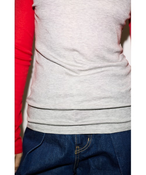 THROW by SLY（スローバイスライ）の「THROW FINE TOUCH RAGLAN L/S TOPS  ファインタッチラグランロングスリーブトップス 冬服 春服（Tシャツ/カットソー・レディース・ネイビー/レッド・FREE）」の18枚目の写真