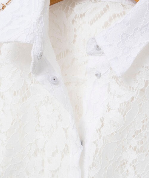 NOLLEY’S（ノーリーズ）の「ウォッシャブルレースシャツ（シャツ/ブラウス・レディース・ホワイト/ブラック・38）」の6枚目の写真