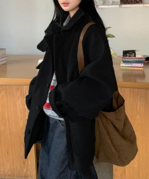 semplice(センプリチェ)の「ハーフコート(その他アウター・レディース・ブラック/グレー・F)」の6枚目の写真