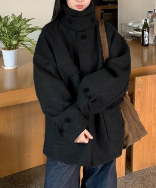 semplice(センプリチェ)の「ハーフコート(その他アウター・レディース・ブラック/グレー・F)」の7枚目の写真