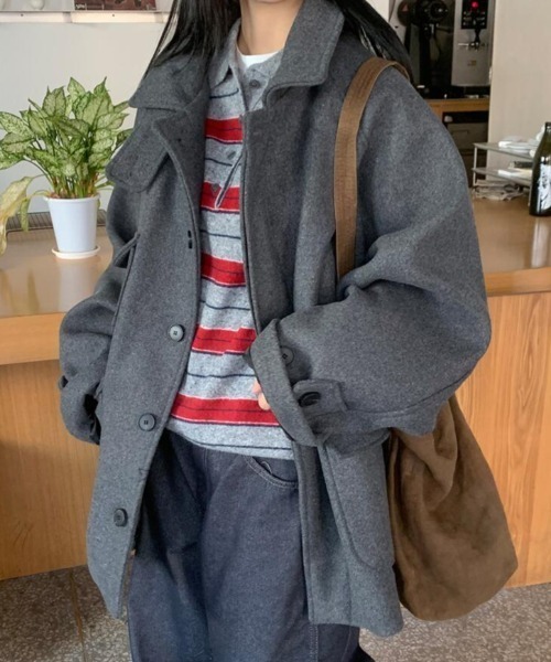 semplice(センプリチェ)の「ハーフコート(その他アウター・レディース・ブラック/グレー・F)」の11枚目の写真