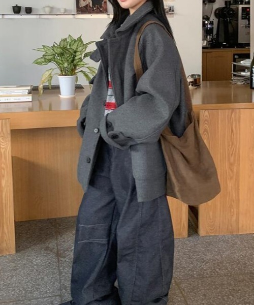 semplice(センプリチェ)の「ハーフコート(その他アウター・レディース・ブラック/グレー・F)」の12枚目の写真