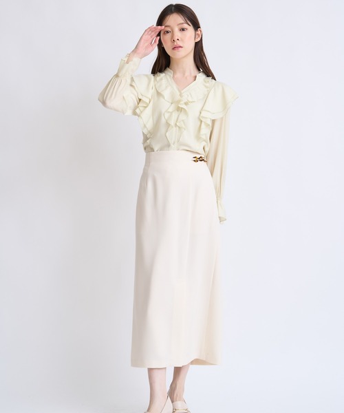 NOELA（ノエラ）の「パーツデザインペンシルスカート（スカート・レディース・グレー/オフホワイト/モカ・S/M）」の2枚目の写真