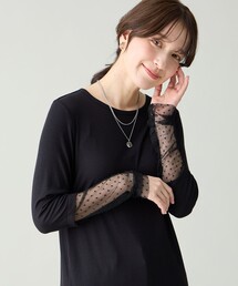 袖ドットチュールコンビインナー