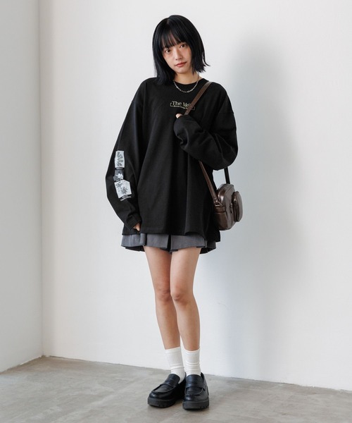 PBLIM（ページボーイリム）の「《UNISEX》モードフラワーロンＴ バックプリント / ルーズシルエット（Tシャツ/カットソー・レディース・オフホワイト/ブラック・MEDIUM/LARGE）」の21枚目の写真