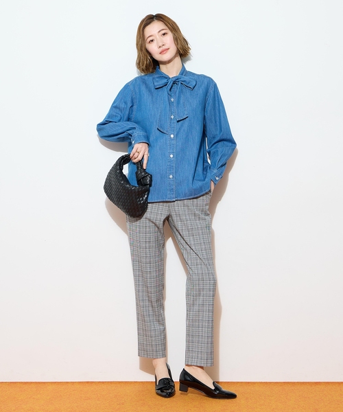 Petit Honfleur(プチオンフルール)の「【すご楽】ストレッチテーパードパンツ【ウエストゴム・通年素材・チェック柄・無地】(その他パンツ・レディース・ライトグレー/チャコールグレー/サックスブルー・M/L)」の18枚目の写真