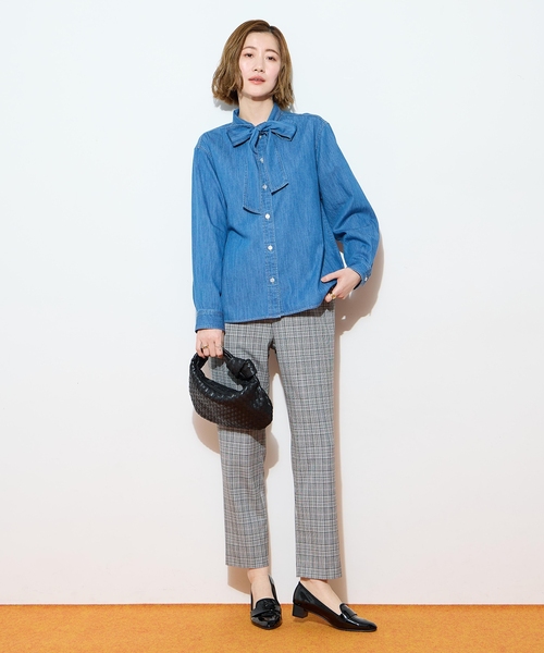 Petit Honfleur(プチオンフルール)の「【すご楽】ストレッチテーパードパンツ【ウエストゴム・通年素材・チェック柄・無地】(その他パンツ・レディース・ライトグレー/チャコールグレー/サックスブルー・M/L)」の19枚目の写真