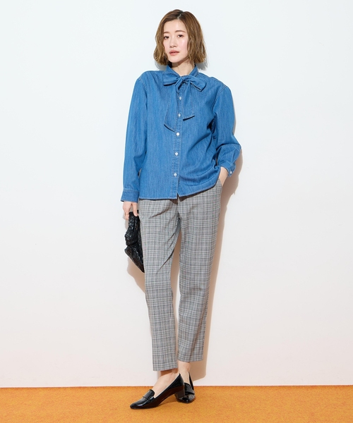Petit Honfleur(プチオンフルール)の「【すご楽】ストレッチテーパードパンツ【ウエストゴム・通年素材・チェック柄・無地】(その他パンツ・レディース・ライトグレー/チャコールグレー/サックスブルー・M/L)」の20枚目の写真