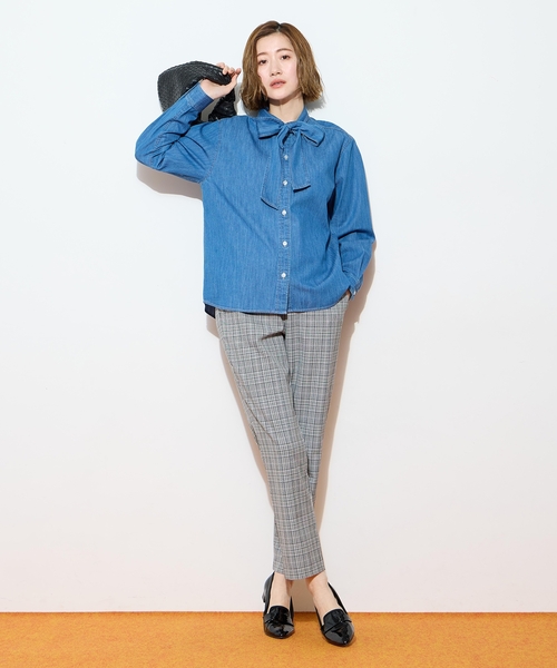 Petit Honfleur(プチオンフルール)の「【すご楽】ストレッチテーパードパンツ【ウエストゴム・通年素材・チェック柄・無地】(その他パンツ・レディース・ライトグレー/チャコールグレー/サックスブルー・M/L)」の21枚目の写真