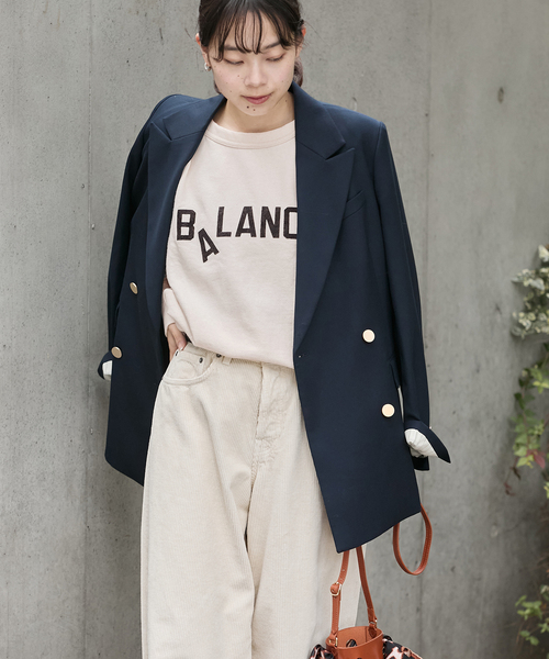 journal standard L'essage（ジャーナルスタンダードレサージュ）の「《追加2》【MIXTA/ミクスタ】BALANCE CREW SWEAT SHIRTS：スウェット（スウェット・レディース・ブラック/アイボリー・MEDIUM）」の2枚目の写真