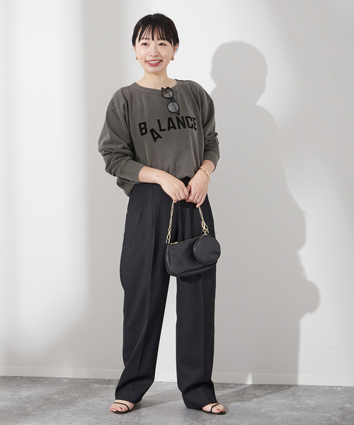 journal standard L'essage（ジャーナルスタンダードレサージュ）の「《追加2》【MIXTA/ミクスタ】BALANCE CREW SWEAT SHIRTS：スウェット（スウェット・レディース・ブラック/アイボリー・MEDIUM）」の7枚目の写真