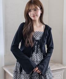 clear | フリルニットロングカーディガン[カジュアル 着回し抜群 大人 羽織り](カーディガン/ボレロ)