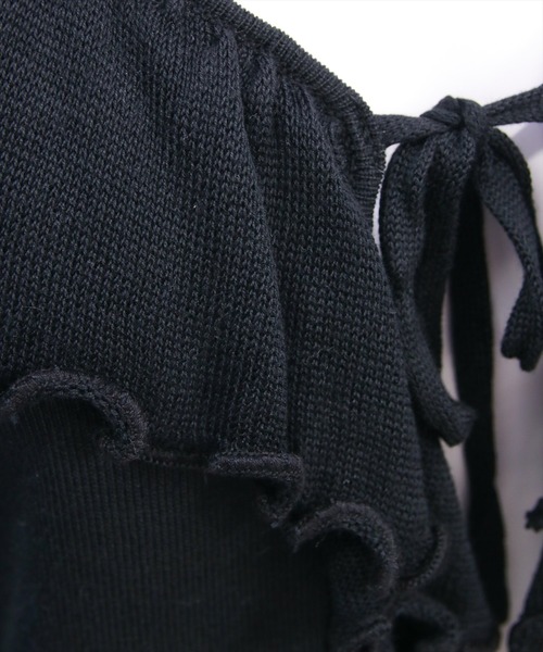 clear（クリア）の「フリルニットロングカーディガン[カジュアル 着回し抜群 大人 羽織り]（カーディガン/ボレロ・レディース・オフホワイト/グレー/ピンク/ブラック・F）」の8枚目の写真