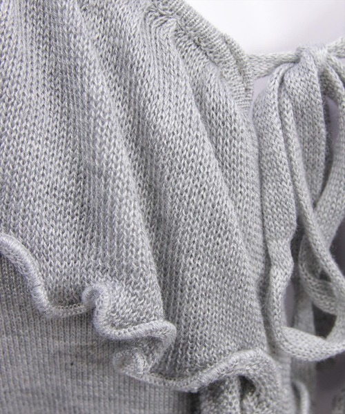 clear（クリア）の「フリルニットロングカーディガン[カジュアル 着回し抜群 大人 羽織り]（カーディガン/ボレロ・レディース・オフホワイト/グレー/ピンク/ブラック・F）」の11枚目の写真