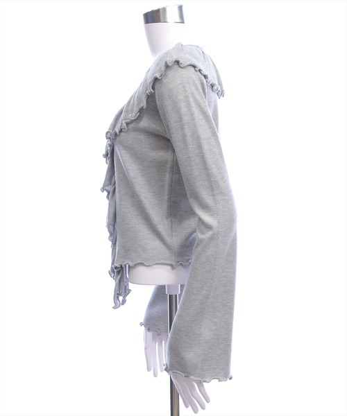 clear（クリア）の「フリルニットロングカーディガン[カジュアル 着回し抜群 大人 羽織り]（カーディガン/ボレロ・レディース・オフホワイト/グレー/ピンク/ブラック・F）」の13枚目の写真