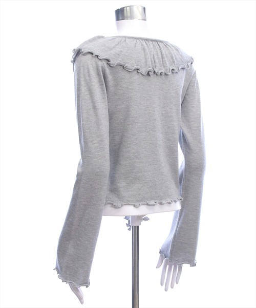 clear（クリア）の「フリルニットロングカーディガン[カジュアル 着回し抜群 大人 羽織り]（カーディガン/ボレロ・レディース・オフホワイト/グレー/ピンク/ブラック・F）」の14枚目の写真