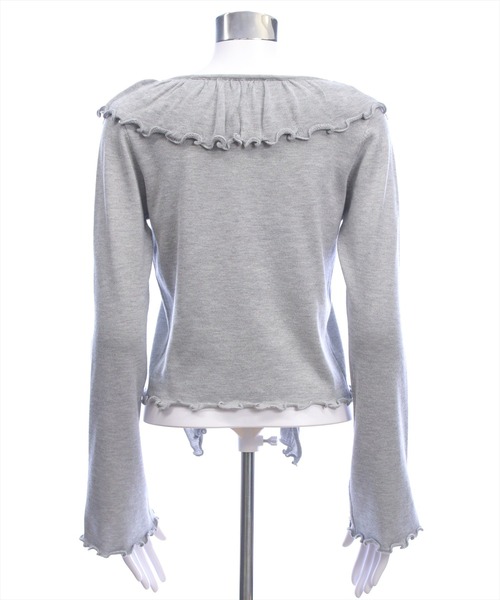 clear（クリア）の「フリルニットロングカーディガン[カジュアル 着回し抜群 大人 羽織り]（カーディガン/ボレロ・レディース・オフホワイト/グレー/ピンク/ブラック・F）」の15枚目の写真