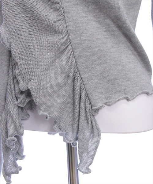 clear（クリア）の「フリルニットロングカーディガン[カジュアル 着回し抜群 大人 羽織り]（カーディガン/ボレロ・レディース・オフホワイト/グレー/ピンク/ブラック・F）」の18枚目の写真