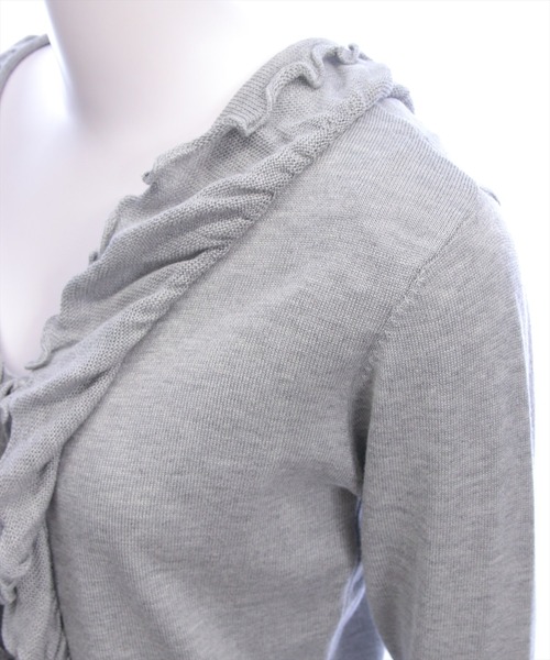 clear（クリア）の「フリルニットロングカーディガン[カジュアル 着回し抜群 大人 羽織り]（カーディガン/ボレロ・レディース・オフホワイト/グレー/ピンク/ブラック・F）」の19枚目の写真