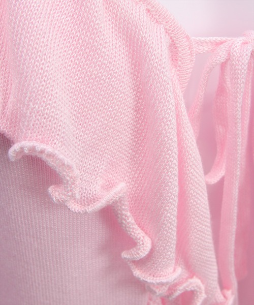 clear（クリア）の「フリルニットロングカーディガン[カジュアル 着回し抜群 大人 羽織り]（カーディガン/ボレロ・レディース・オフホワイト/グレー/ピンク/ブラック・F）」の9枚目の写真