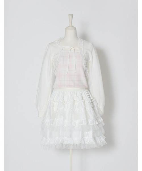 mellfy memory(メルフィーメモリー)の「Milky sugar check knit(ニット/セーター・レディース・ベージュ/ホワイト・FREE)」の3枚目の写真
