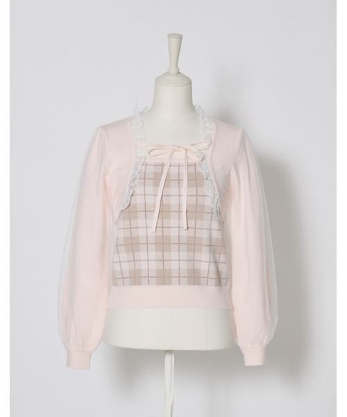 mellfy memory(メルフィーメモリー)の「Milky sugar check knit(ニット/セーター・レディース・ベージュ/ホワイト・FREE)」の12枚目の写真