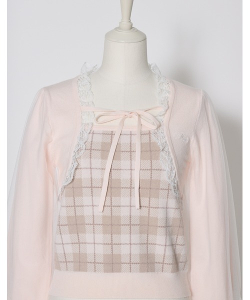 mellfy memory(メルフィーメモリー)の「Milky sugar check knit(ニット/セーター・レディース・ベージュ/ホワイト・FREE)」の15枚目の写真