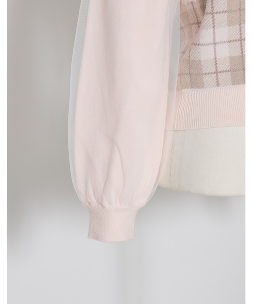 mellfy memory(メルフィーメモリー)の「Milky sugar check knit(ニット/セーター・レディース・ベージュ/ホワイト・FREE)」の6枚目の写真