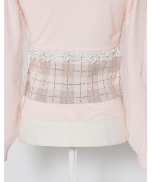 mellfy memory(メルフィーメモリー)の「Milky sugar check knit(ニット/セーター・レディース・ベージュ/ホワイト・FREE)」の9枚目の写真