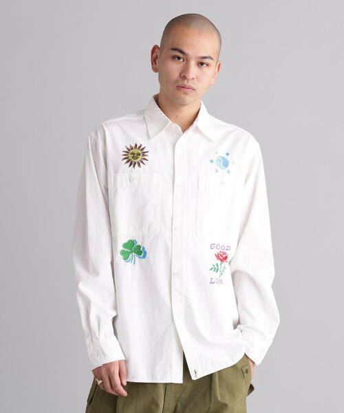 MANASTASH（マナスタッシュ）の「MANASTASH/マナスタッシュ　EMBROIDERY SHIRTS（シャツ/ブラウス・メンズ・その他4/ブラック/ホワイト・L/S/M/XL）」の2枚目の写真