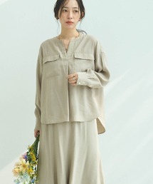 CROSS FUNCTION（クロスファンクション）の「《接触冷感》サマ美え とろみワークディテールドレープシャツ【CROSS FUNCTION クロスファンクション】（シャツ/ブラウス）」