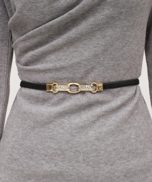 ROYAL PARTY（ロイヤルパーティー）の「ビジューバックル細ベルト（ベルト・レディース・オフホワイト/ブラック・FREE）」の2枚目の写真