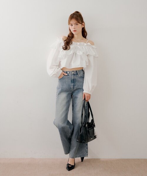 Chico（チコ）の「オフショル2wayフリルブラウス（シャツ/ブラウス・レディース・ホワイト系その他2/アイボリー/ピンク・FREE）」の5枚目の写真