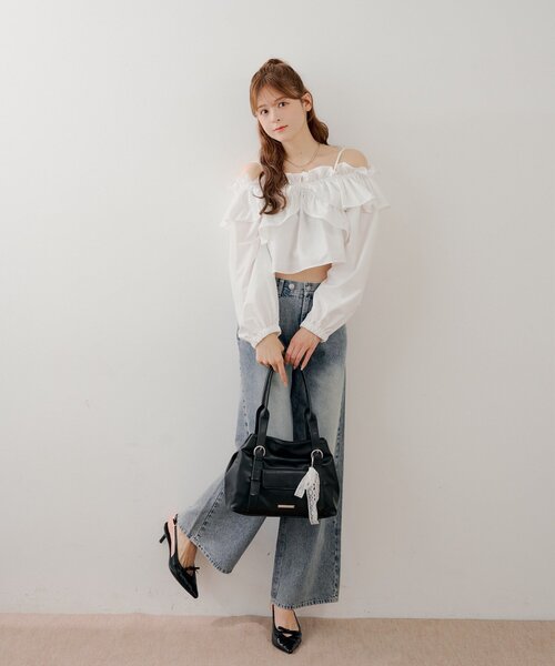 Chico（チコ）の「オフショル2wayフリルブラウス（シャツ/ブラウス・レディース・ホワイト系その他2/アイボリー/ピンク・FREE）」の6枚目の写真