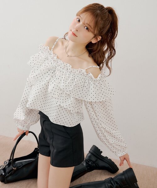 Chico（チコ）の「オフショル2wayフリルブラウス（シャツ/ブラウス・レディース・ホワイト系その他2/アイボリー/ピンク・FREE）」の11枚目の写真