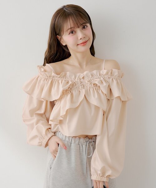 Chico（チコ）の「オフショル2wayフリルブラウス（シャツ/ブラウス・レディース・ホワイト系その他2/アイボリー/ピンク・FREE）」の12枚目の写真