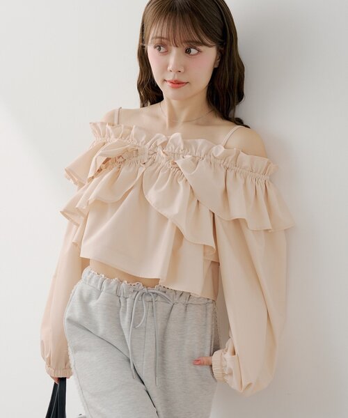 Chico（チコ）の「オフショル2wayフリルブラウス（シャツ/ブラウス・レディース・ホワイト系その他2/アイボリー/ピンク・FREE）」の13枚目の写真