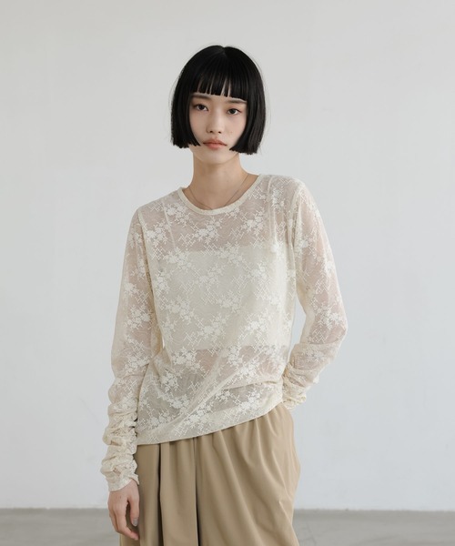 LOWRYS FARM（ローリーズファーム）の「フロッキーレースプルオーバーＬＳ 657325（Tシャツ/カットソー・レディース・ブラック/アイボリー・FREE）」の14枚目の写真